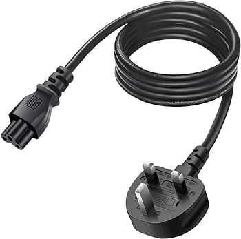 eWINNER Laptop Power Cable - UK plug to C5 3 pin Laptop power lead 1.5M Black