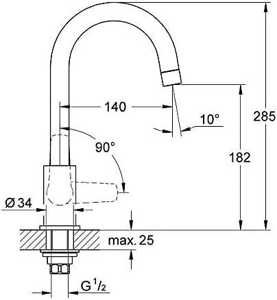 GROHE Bathroom Fixtures, Pillar Tap - Bauflow Collection, 31220000 Silver