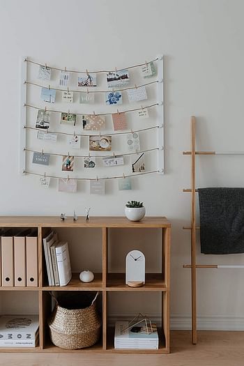 Umbra Hangup Display-DIY Frames Collage Set Includes Picture Wire Twine Cords, Wall Mounts and Clothespin Clips for Hanging Photos, Prints and Artwork, 32 x 40, White