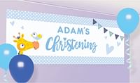 Amscan 9901956 Blue On your Christening Day Personalised Banner 120cm x 45cm - 1 Pc