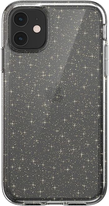 Speck iPhone 11 Case - GemShell Glitter - Clear Protective Slim Tough Cover with Dual-Layer Perimeter, Compatible with Qi Wireless Charging - Clear Glitter