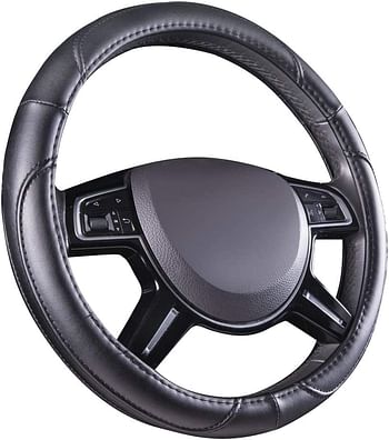 غطاء عجلة القيادة من الجلد 38.1 سم، أسود