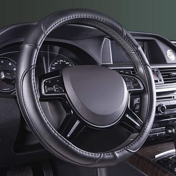 Leatherette Steering Wheel Cover, 15″, Black