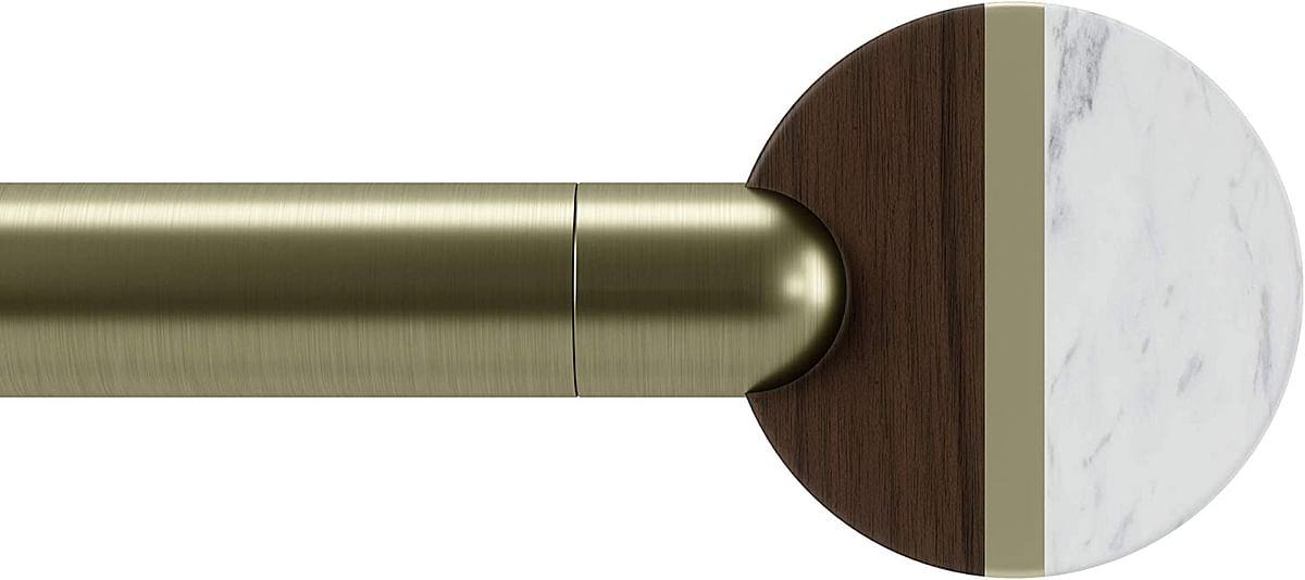 Umbra Lolly Modern 1 Curtain Rod, Includes 2 Matching Finials, Brackets & Hardware, 36 to 72-Inch, Brushed Brass, Polished copper