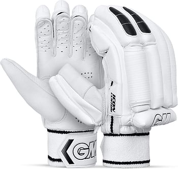 GM Icon Custom Professional Cricket Batting Gloves for Men | Maximum Protection | Utmost Comfort | Right handed | Free Cover | Colour: White/Black