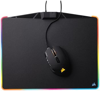 Corsair MM800 RGB Polaris Hard Surface Mousepad (15 Zone RGB Lighting, Low Friction Micro-Textured Surface, Built-In USB Pass-through Port, 350 x 260 x 5 mm) - Black