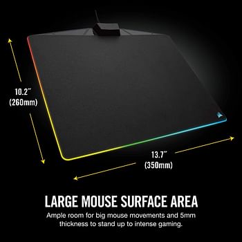 Corsair MM800 RGB Polaris Hard Surface Mousepad (15 Zone RGB Lighting, Low Friction Micro-Textured Surface, Built-In USB Pass-through Port, 350 x 260 x 5 mm) - Black