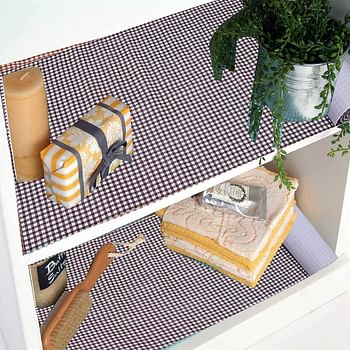 Fun Homes Checkered Design PVC Wardrobe Kitchen Drawer Cupboard Cabinet Shelf Mat, Shelf Liner 10 Mtr (Maroon)