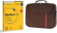 Laptop bag, Datazone shoulder bag 14.1 inch Brown with Norton N360 Deluxe 50 GB PC cloud backup AR 1 user 3+2 Device. Brown
