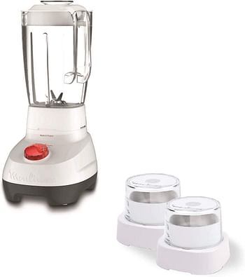 MOULINEX Uno 1.5 Litre Blender with 2 accessories, 450 Watts, White, Plastic, LM2B3127 Perfect mix/White