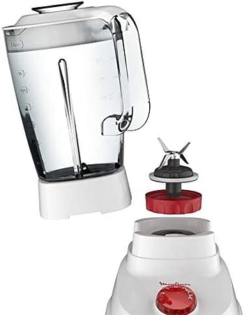 MOULINEX Uno 1.5 Litre Blender with 2 accessories, 450 Watts, White, Plastic, LM2B3127 Perfect mix/White