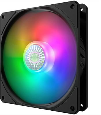 Cooler Master SickleFlow 140 V2 ARGB Square Frame Fan, ARGB 3-Pin Customizable LEDs Air Balance Curve Blade Sealed Bearing 140mm PWM Control for Computer Case & Liquid Radiator Multicolor