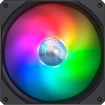 Cooler Master SickleFlow 140 V2 ARGB Square Frame Fan, ARGB 3-Pin Customizable LEDs Air Balance Curve Blade Sealed Bearing 140mm PWM Control for Computer Case & Liquid Radiator Multicolor