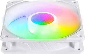 Cooler Master SickleFlow 120 V2 ARGB White Edition Square Frame Fan, ARGB 3-Pin Customizable LEDs, Air Balance Curve Blade, Sealed Bearing, 120mm PWM Control for Computer Case & Liquid Radiator