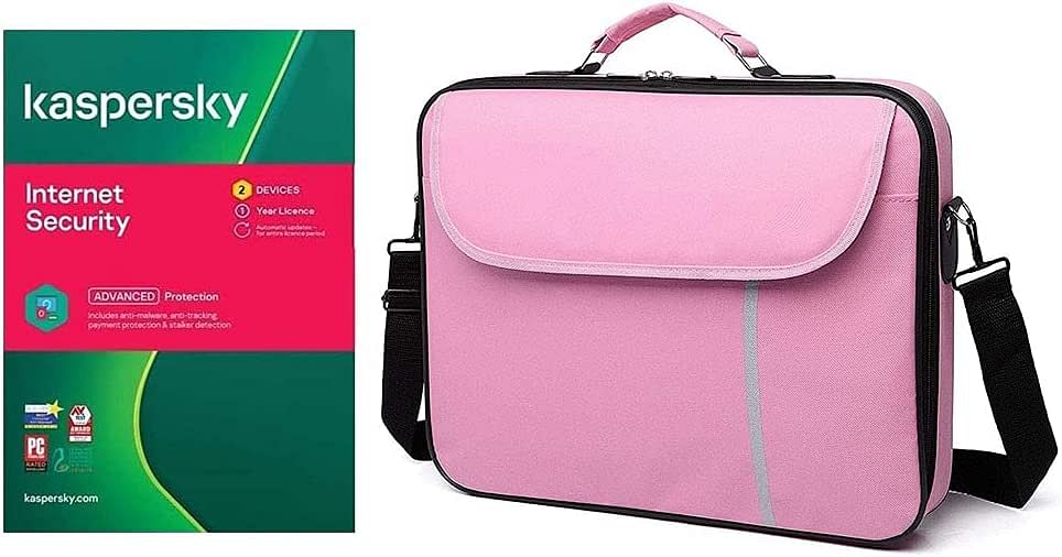 Laptop bag, Datazone shoulder bag 14.1 inch Pink with Kaspersky Internet Security 2 Devices With 1 Year License 2021 With English and Arabic Multi color.