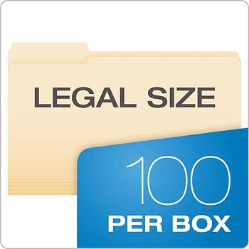 Pendaflex File Folders, Legal Size, Manila, 1/3 Cut, 100/BX (753 1/3)