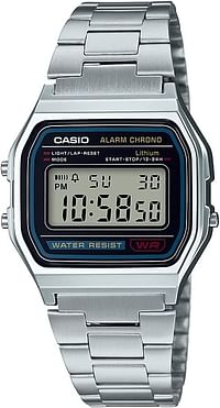 Casio Men's Grey Dial Stainless Steel Band Watch - A158WA-1DF One Size