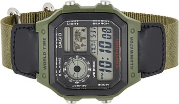 Casio Men's Digital Dial Stainless Steel Band Watch - Grey, Green