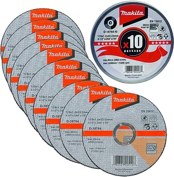 Makita D-18764 Inox Steel Cutting Disc, 115 Mm Diameter X 1.2 Mm Thickness X 22.23 Mm Bore Multicolor