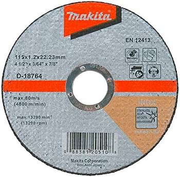 Makita D-18764 Inox Steel Cutting Disc, 115 Mm Diameter X 1.2 Mm Thickness X 22.23 Mm Bore Multicolor