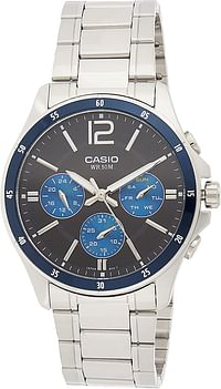 Casio Mens Analogue Quartz Watch With Stainless Steel Strap Mtp-1374D-2A, Silver & Black, Casual  35 millimeters