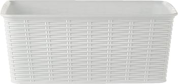 Stefanplast Elegance Rattan Basket, White, 25 x 19 x 10 cm WHITE