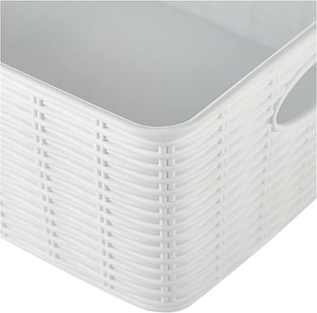 Stefanplast Elegance Rattan Basket, White, 25 x 19 x 10 cm WHITE