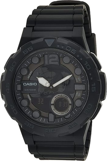 Casio Watch For Men Quartz , Analog-Digital Display and Resin Strap Aeq-100W-1Av, Black Band