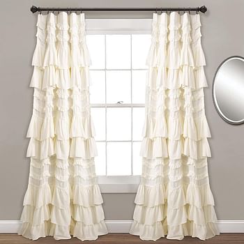 Lush Decor, Ivory Kemmy Window Curtain Sing Panel, 84" x 52"