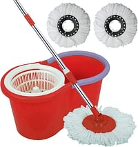 360 Degree Floor Black Spin Mop Bucket Set Spinning Rotating With 3 Cleaning Dry Heads