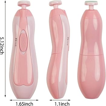 Baby Electric Nail File Drill for Baby No Sharp Claws Hurt, Nail Care Professional Manicure Pedicure System for Beauty Nail Art, 6 in 1 Safety Cutter Trimmer Clipper for Toes and Fingers (Pink)