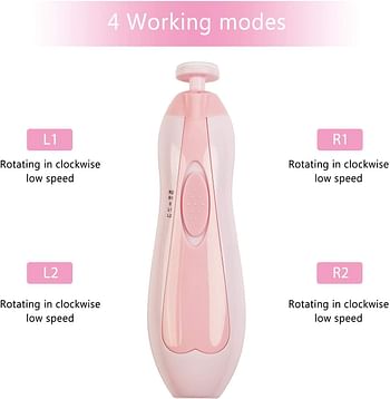 Baby Electric Nail File Drill for Baby No Sharp Claws Hurt, Nail Care Professional Manicure Pedicure System for Beauty Nail Art, 6 in 1 Safety Cutter Trimmer Clipper for Toes and Fingers (Pink)