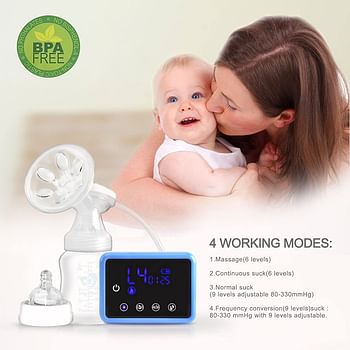 Bellababy Double Electric Breast Pumps Can Switch to Single Breast Pump Pain Free Strong Suction Power Touch Panel High Definition Display Breast Pump