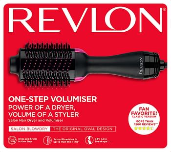 REVLON 2-in-1 Pro Collection Salon One Step Hair Dryer and Volumiser, Black, 1 Count (Pack of 1) Black