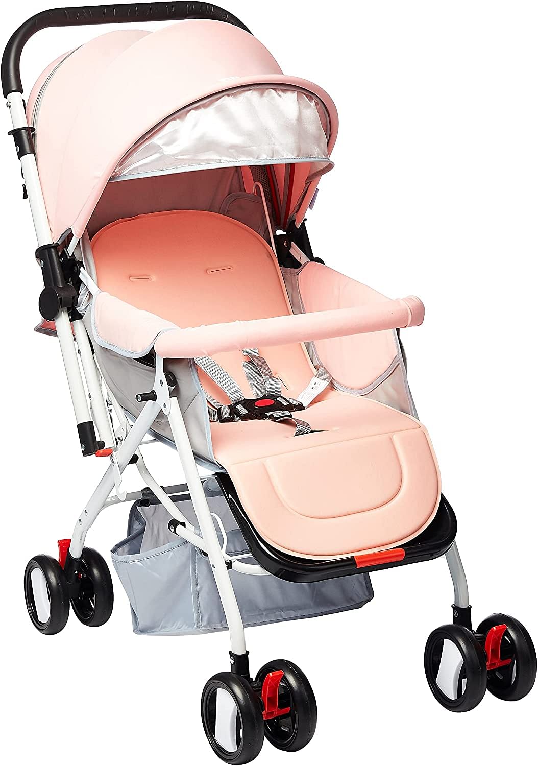 Pixie Stroller/Pram, Extra Large Seating Space, Easy Fold, For Newborn Baby/Kids, 0-3 Years (Pink)