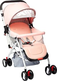 Pixie Stroller/Pram, Extra Large Seating Space, Easy Fold, For Newborn Baby/Kids, 0-3 Years (Pink)