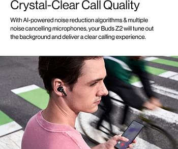 ONEPLUS Buds Z2 True Wireless Earbud Headphones-Touch Control with Charging Case,Active Noise Cancellation,IP55 Waterproof Stereo Earphones, Buds Z2-Pearl White, 5481100084, Z2WHT/Buds Z2-Pearl White