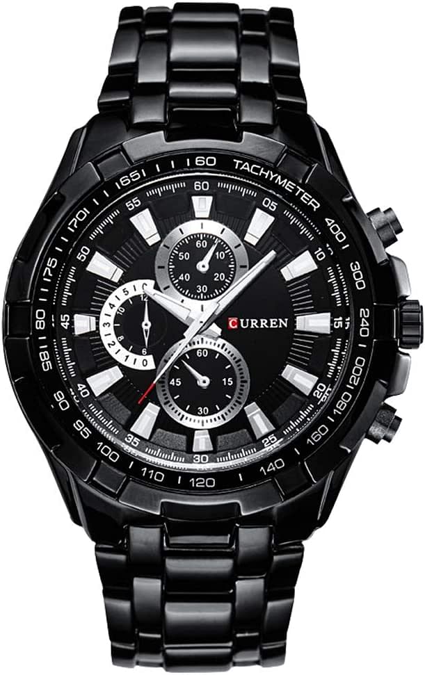 Curren Watchs for Men's Waters Resistant Stainless Steel Casual Chronograph Watch SW0115/Chronograph/Black