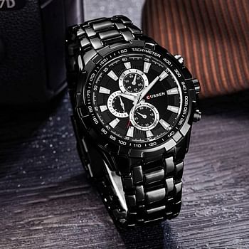 Curren Watchs for Men's Waters Resistant Stainless Steel Casual Chronograph Watch SW0115/Chronograph/Black