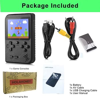 Holahoney Mini Retro Handheld FC Games Consoles ,Built-in 400 Classic Game, Portable Gameboy 3 Inch LCD Screen TV Output ,Good Gifts for Kids Boys Girls Men (Black - 1 Player)