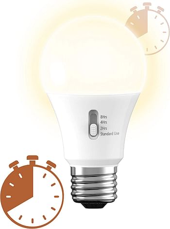 Ge Led+ Light Bulb Timer, Automatic Timer, Soft , Medium Base (Pack Of 1) White
