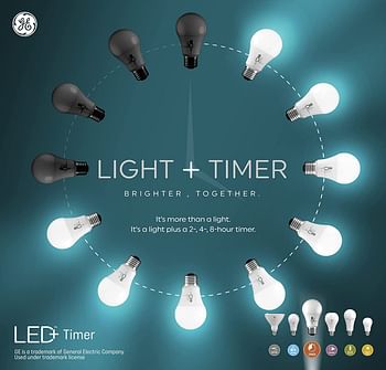 Ge Led+ Light Bulb Timer, Automatic Timer, Soft , Medium Base (Pack Of 1) White