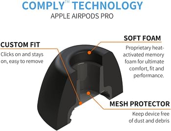 Comply Foam Apple AirPods Pro 2.0 Earbud Tips- Comfortable- Clicks On- Stays Put-Noise Canceling-Fits in Charging Case -Medium, 3 Pairs