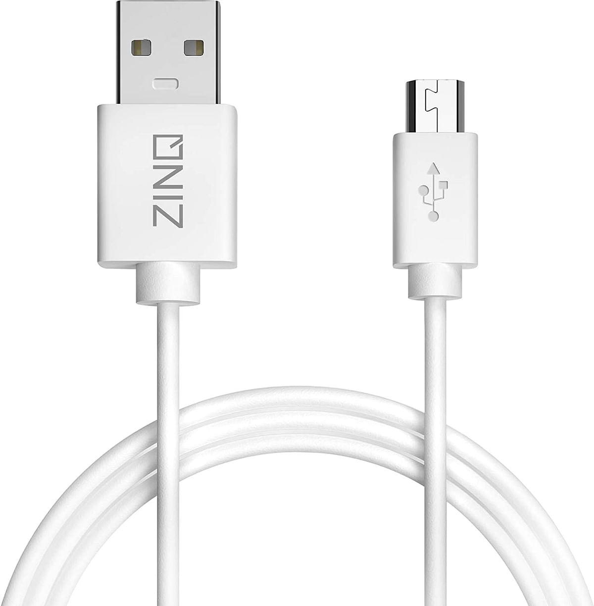 Zinq Technologies Super Durable Micro to USB 2.0 Round Cable with High Speed Charging, Quick Data Sync and PVC Connectors for All USB Powered Devices (White)