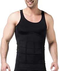 Mens Slimming Tank Top Body Shaper Compression Shirts for Men Slim Undershirts Abs Vest for Workout Abdomen , /Black/M