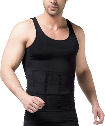 Mens Slimming Tank Top Body Shaper Compression Shirts for Men Slim Undershirts Abs Vest for Workout Abdomen , /Black/M