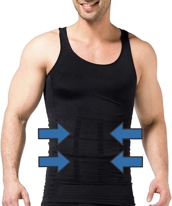 Mens Slimming Tank Top Body Shaper Compression Shirts for Men Slim Undershirts Abs Vest for Workout Abdomen , /Black/M