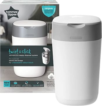 Tommee Tippee Twist & Click ( White) With Free Sangenic Cassette 1Pk