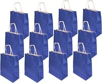 R-moment Paper Gift Bags 12 Pieces Set, Eco Friendly Paper Bags, With Handles Bulk, Paper Bags, Shopping Bags, Kraft Bags, Retail Bags, Party Bags 15X21X8Cm, Color Dark Blue, PSB2951DB