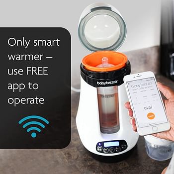 Baby Brezza Bluetooth Safe & Smart Bottle, Breastmilk & Food Warmer, 2 Settings To Safely Warm, Operate From Phone, Works With All Bottles, Glass, Plastic, Small, Large, White
